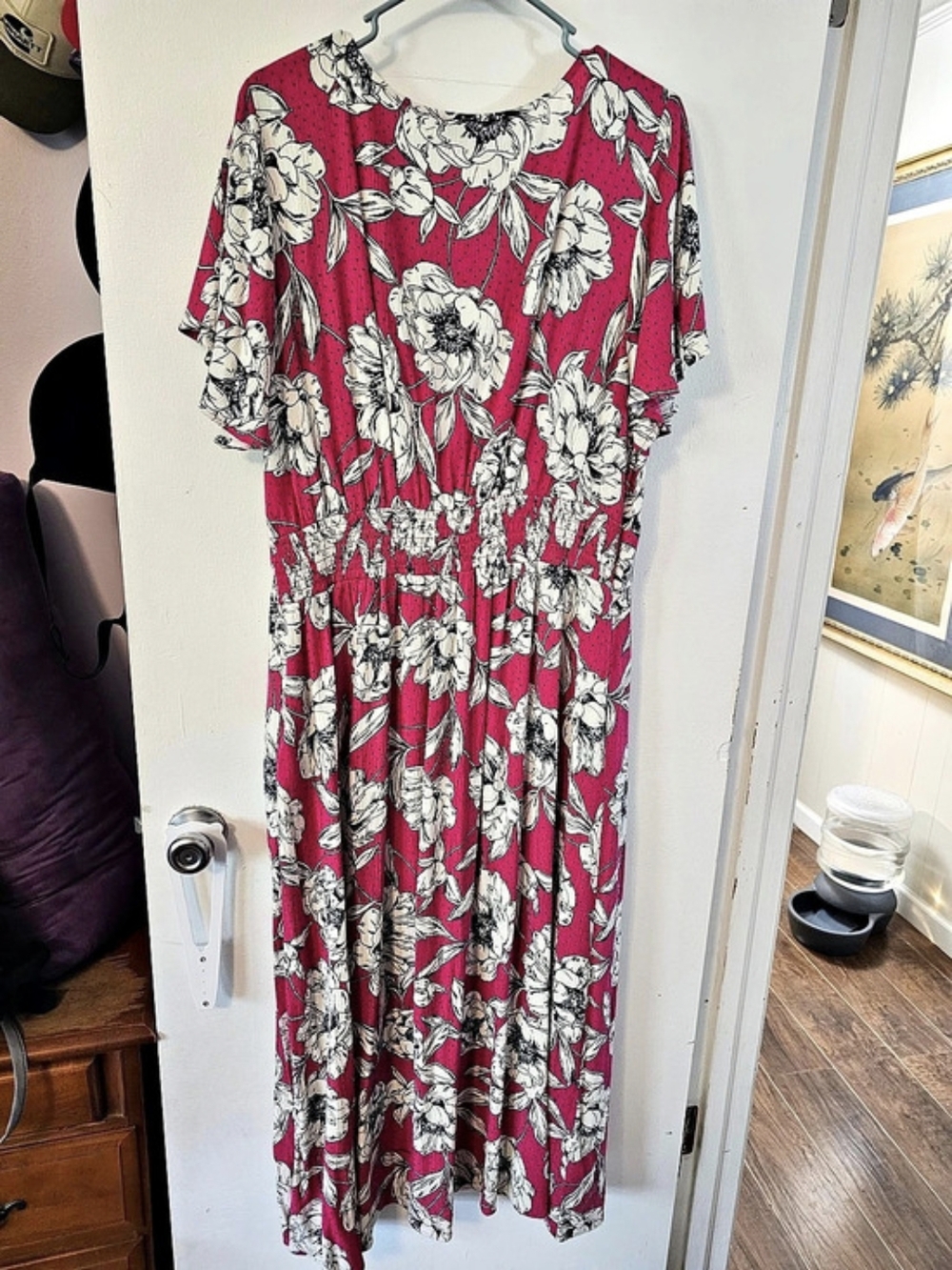 LOFT Floral Maxi Dress in Pink & White Size 16